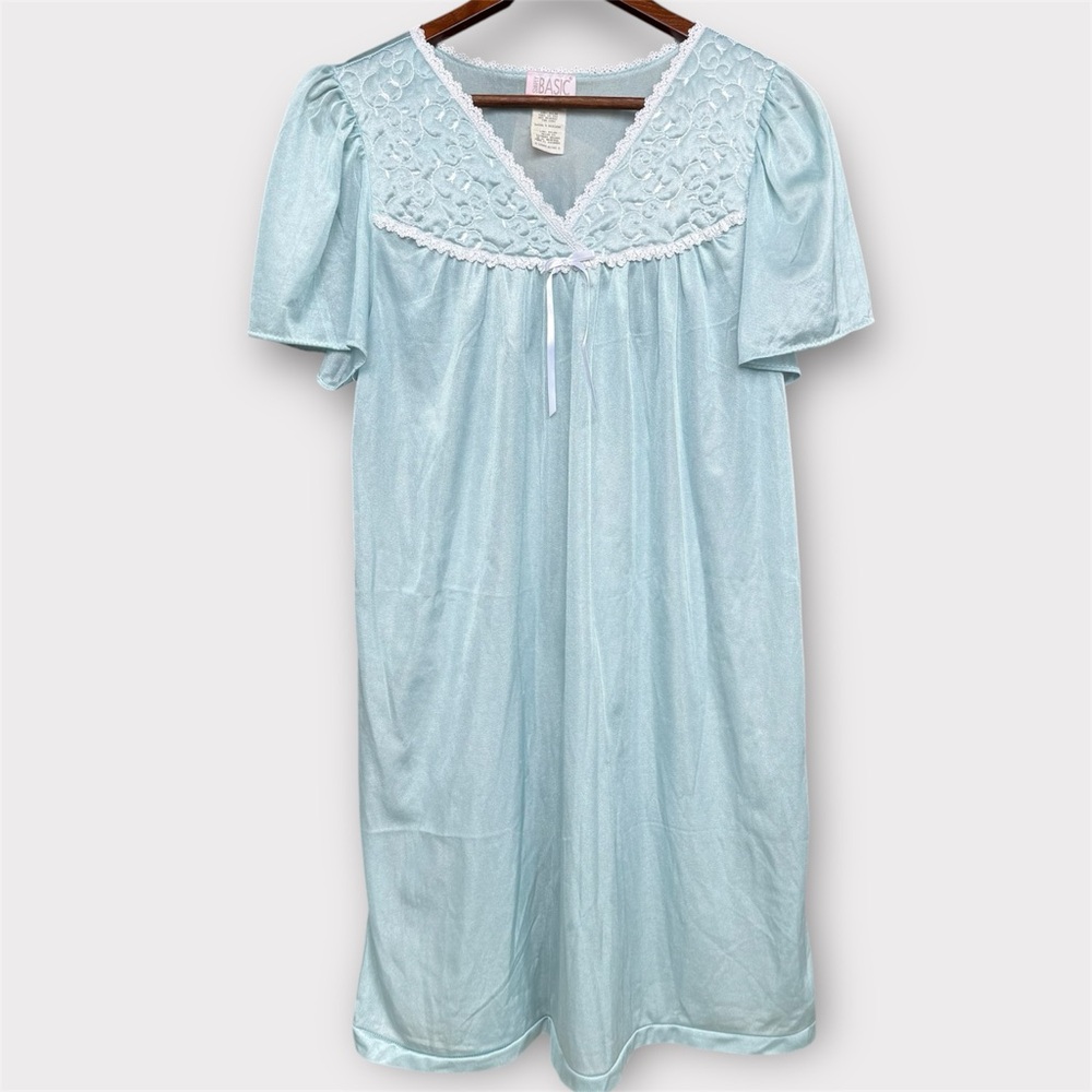 Blue Velour Coquette Nightgown Y2K Vintage Inspired Lace Slip Dress Size Medium